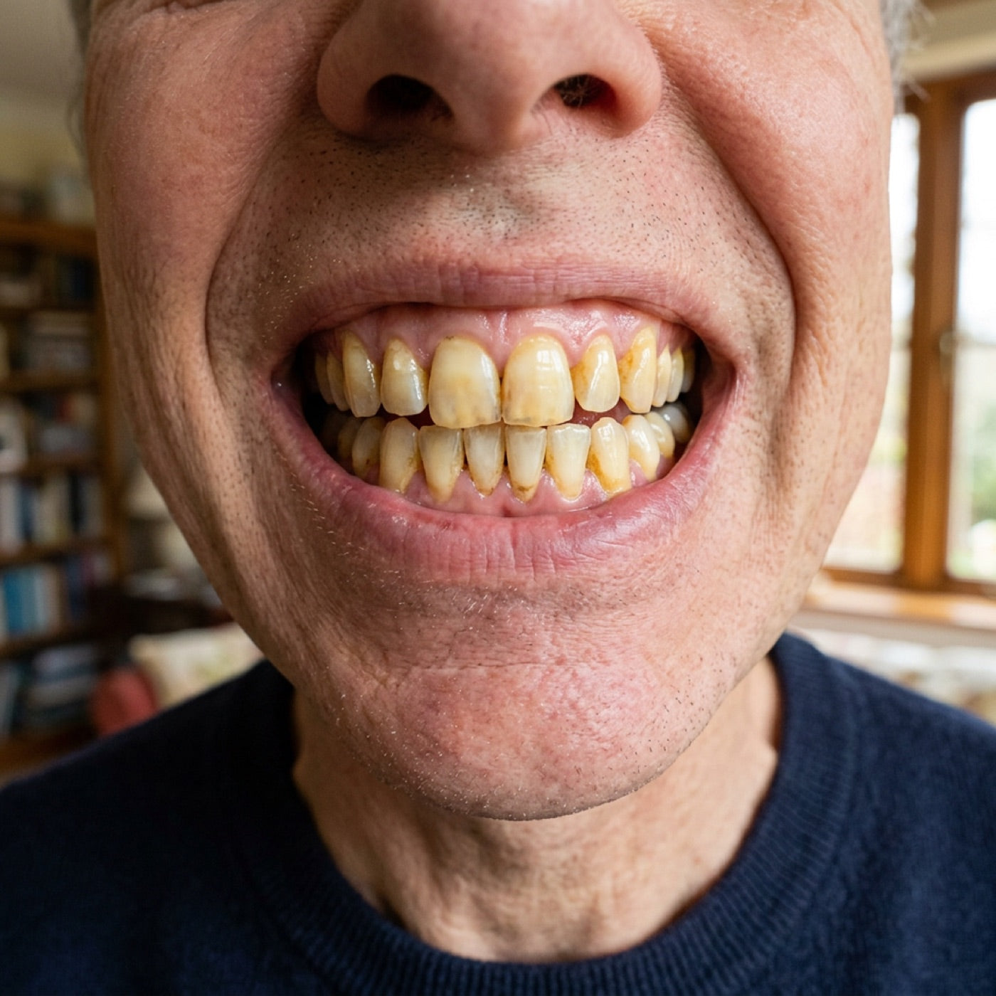 Receding, inflamed gumline in an adult