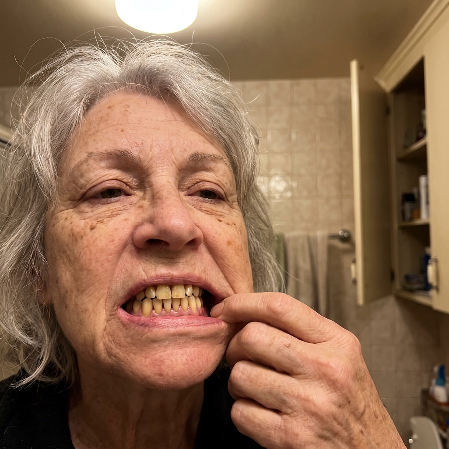 Real photo of yellowed teeth